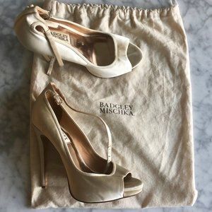 Badgley Mischka Satin Peep Toe Heels